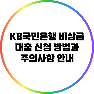 KB국민은행 비상금 대출 신청 방법과 주의사항 안내