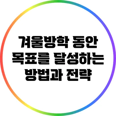 겨울방학 동안 목표를 달성하는 방법과 전략