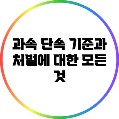 과속 단속 기준과 처벌에 대한 모든 것