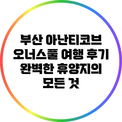 부산 아난티코브 오너스풀 여행 후기: 완벽한 휴양지의 모든 것