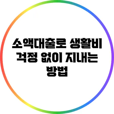 소액대출로 생활비 걱정 없이 지내는 방법