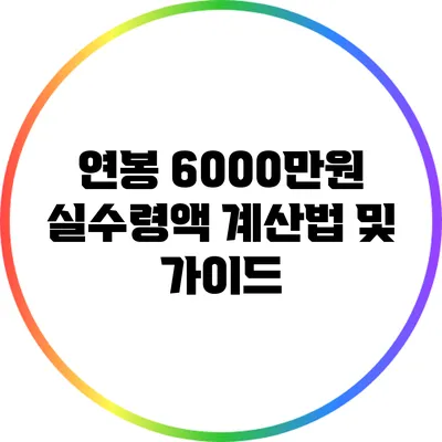연봉 6000만원 실수령액 계산법 및 가이드