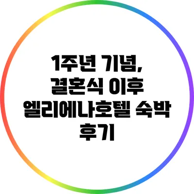 1주년 기념, 결혼식 이후 엘리에나호텔 숙박 후기