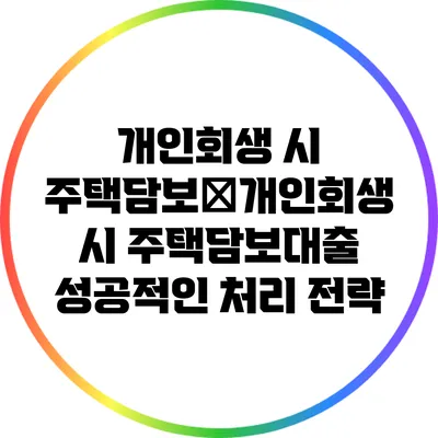 개인회생 시 주택담보�개인회생 시 주택담보대출 성공적인 처리 전략