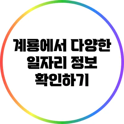계룡에서 다양한 일자리 정보 확인하기