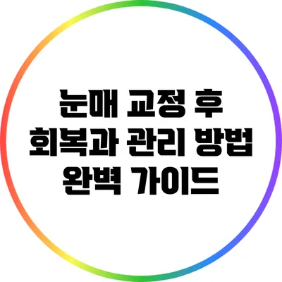 눈매 교정 후 회복과 관리 방법 완벽 가이드