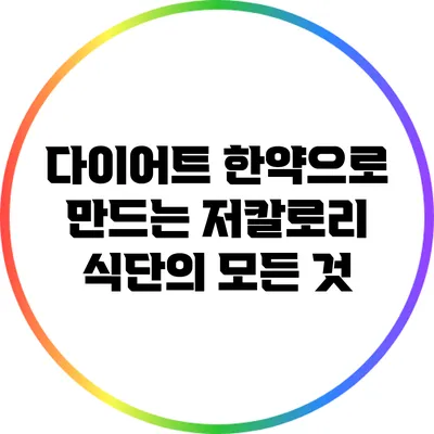 다이어트 한약으로 만드는 저칼로리 식단의 모든 것