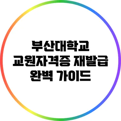 부산대학교 교원자격증 재발급 완벽 가이드