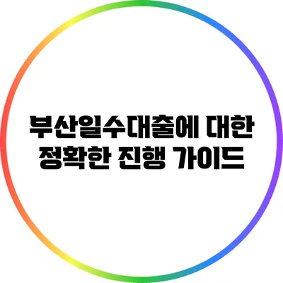 부산일수대출에 대한 정확한 진행 가이드
