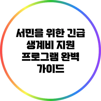 서민을 위한 긴급 생계비 지원 프로그램 완벽 가이드