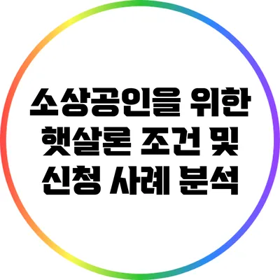 소상공인을 위한 햇살론: 조건 및 신청 사례 분석