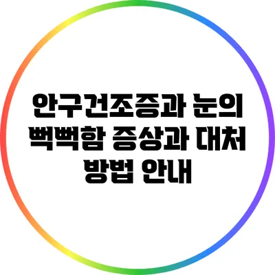 안구건조증과 눈의 뻑뻑함: 증상과 대처 방법 안내
