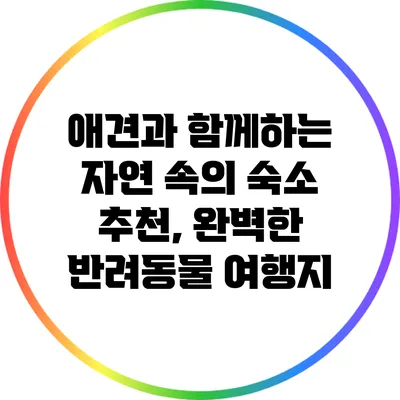 애견과 함께하는 자연 속의 숙소 추천, 완벽한 반려동물 여행지