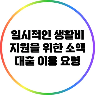 일시적인 생활비 지원을 위한 소액 대출 이용 요령