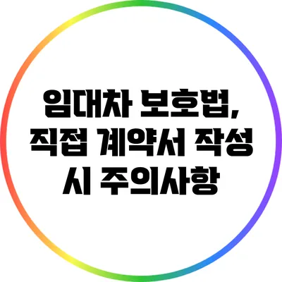 임대차 보호법, 직접 계약서 작성 시 주의사항