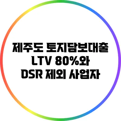 제주도 토지담보대출: LTV 80%와 DSR 제외 사업자