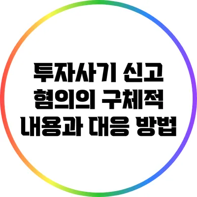 투자사기 신고 혐의의 구체적 내용과 대응 방법