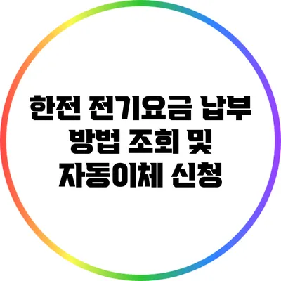 한전 전기요금 납부 방법: 조회 및 자동이체 신청