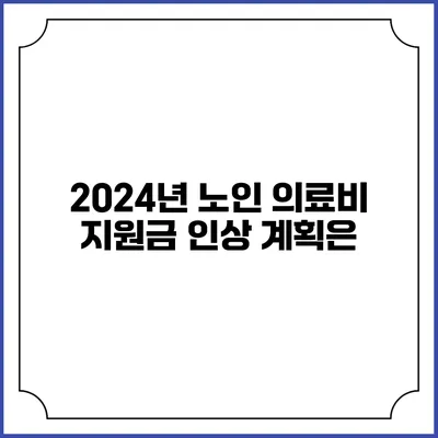 2024년 노인 의료비 지원금 인상 계획은?