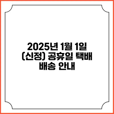 2025년 1월 1일 (신정) 공휴일 택배 배송 안내
