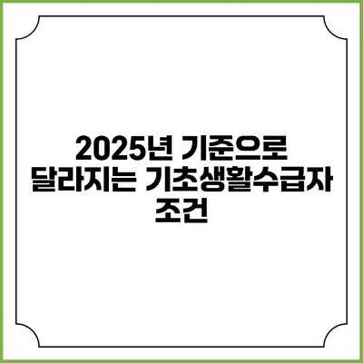 2025년 기준으로 달라지는 기초생활수급자 조건