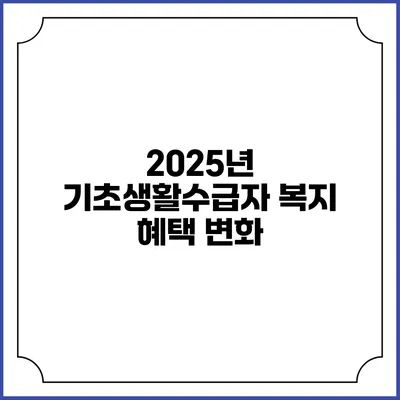 2025년 기초생활수급자 복지 혜택 변화