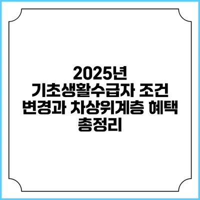 2025년 기초생활수급자 조건 변경과 차상위계층 혜택 총정리