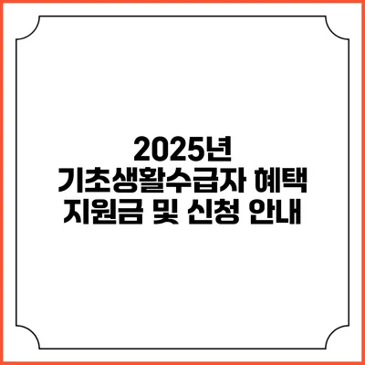 2025년 기초생활수급자 혜택 지원금 및 신청 안내