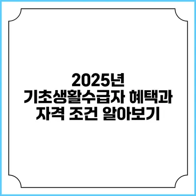2025년 기초생활수급자 혜택과 자격 조건 알아보기
