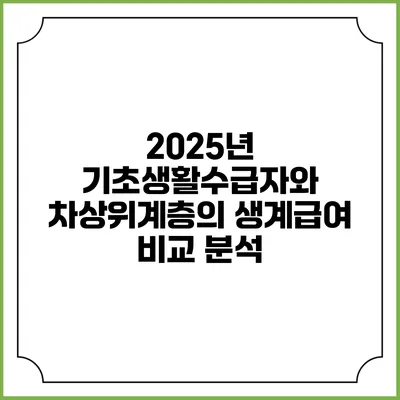 2025년 기초생활수급자와 차상위계층의 생계급여 비교 분석