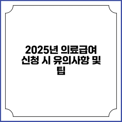 2025년 의료급여 신청 시 유의사항 및 팁