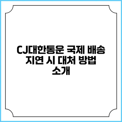 CJ대한통운 국제 배송 지연 시 대처 방법 소개