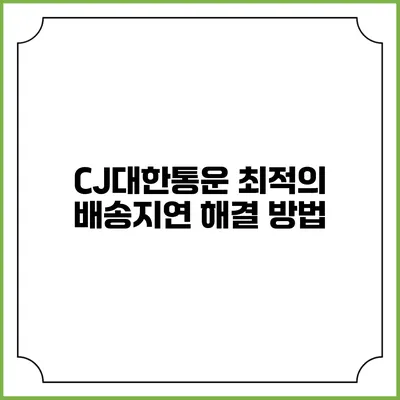 CJ대한통운 최적의 배송지연 해결 방법