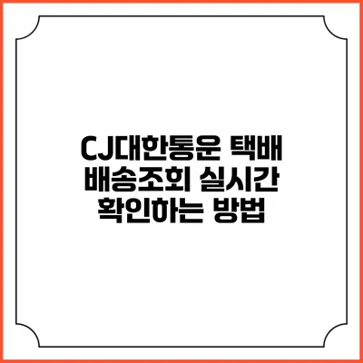CJ대한통운 택배 배송조회 실시간 확인하는 방법