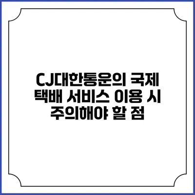 CJ대한통운의 국제 택배 서비스 이용 시 주의해야 할 점