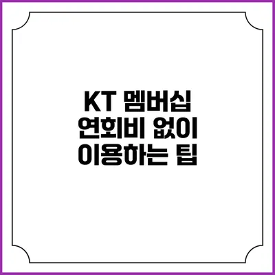 KT 멤버십 연회비 없이 이용하는 팁