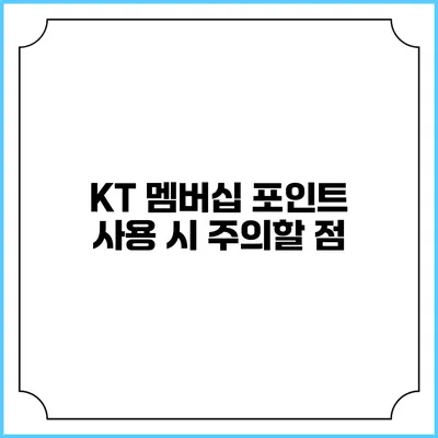 KT 멤버십 포인트 사용 시 주의할 점