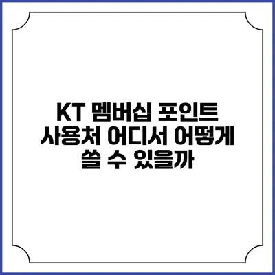 KT 멤버십 포인트 사용처 어디서 어떻게 쓸 수 있을까?