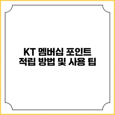 KT 멤버십 포인트 적립 방법 및 사용 팁