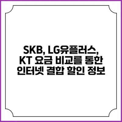 SKB, LG유플러스, KT 요금 비교를 통한 인터넷 결합 할인 정보