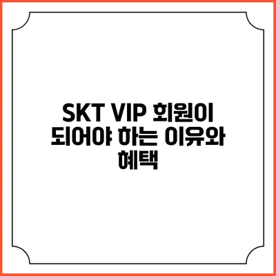 SKT VIP 회원이 되어야 하는 이유와 혜택