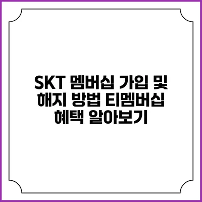 SKT 멤버십 가입 및 해지 방법 티멤버십 혜택 알아보기