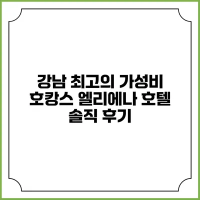 강남 최고의 가성비 호캉스: 엘리에나 호텔 솔직 후기