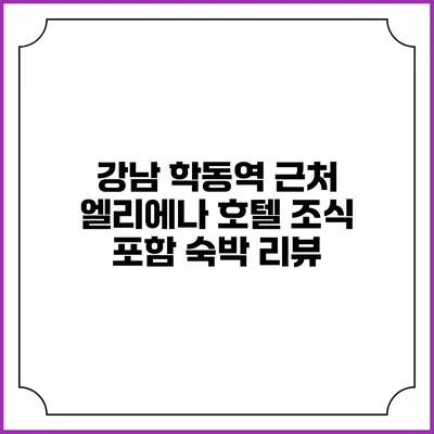 강남 학동역 근처 엘리에나 호텔 조식 포함 숙박 리뷰