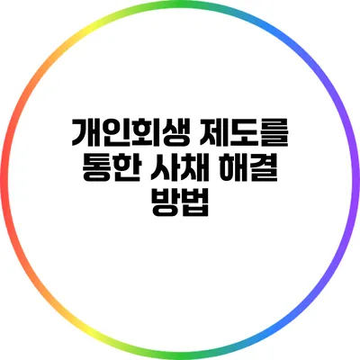 개인회생 제도를 통한 사채 해결 방법