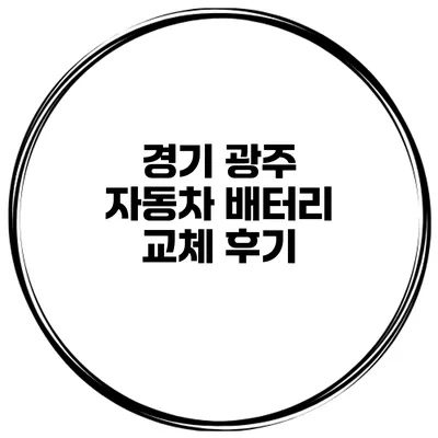 경기 광주 자동차 배터리 교체 후기