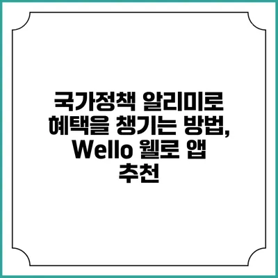 국가정책 알리미로 혜택을 챙기는 방법, Wello 웰로 앱 추천