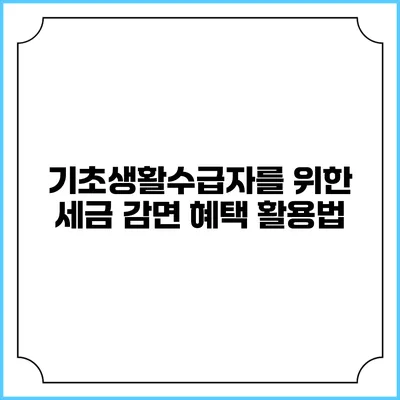 기초생활수급자를 위한 세금 감면 혜택 활용법