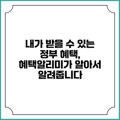 내가 받을 수 있는 정부 혜택, 혜택알리미가 알아서 알려줍니다