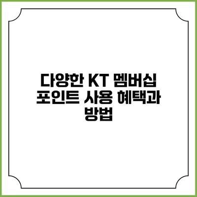 다양한 KT 멤버십 포인트 사용 혜택과 방법